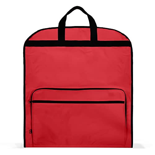 Dalix 60" Foldable Garment Bag Suits Cover Dresses w Front Pocket Red