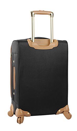 Steve Madden Designer-Gepckkollektion Leichter Softside-Koffer fr Damen und Herren strapazierfhige 50,8 cm groe Tragetasche mit 4 rollenden Spinner-Rdern, Harlo Black, 20in, Carry on Bag With Spinner