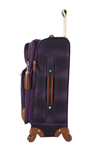 Steve Madden Designer-Gepckkollektion Leichter Softside-Koffer fr Damen und Herren strapazierfhige 50,8 cm groe Tragetasche mit 4 rollenden Spinner-Rdern, Shadow Purple, 20in, Carry on Bag With