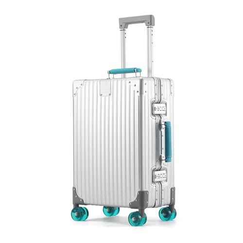 ASYSUIT 20Inch Carry on Luggage with Jelly Wheels, All Aluminum Zipperless Hard Shell Suitcases with Comfort Handle, Silver-Green TSA Approved Carry-on Luggage for Travel or Business Trip