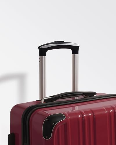 Coolife Luggage Sets, 5 Piece Durable Suitcase, Lightweight Carry on Luggage with PC+ABS Hardshell, Dual Spinner Wheels, TSA Lock and YKK Zipper(wine wind new, 5 piece set)