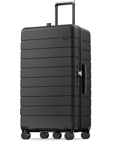 LUGGEX 30 Inch Trunk Luggage - HUP Polycarbonate Hardside Large Checked Suitcase with 5 Spinner Wheels & Shock-Absorbing Wheels, TSA Lock (EX-Enhance,Reef Black, 30 Inch)