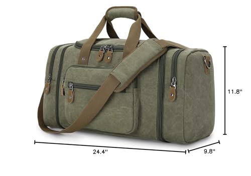 Gonex Canvas Duffle Bag for Travel 50L Duffel Overnight Weekender Bag (Army Green)