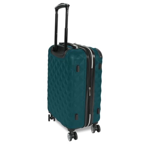 Kenneth Cole REACTION Diamond Tower Collection Lightweight Hardside Expandable 8-Wheel Spinner Travel Luggage, Deep Teal, 20-Inch Checked