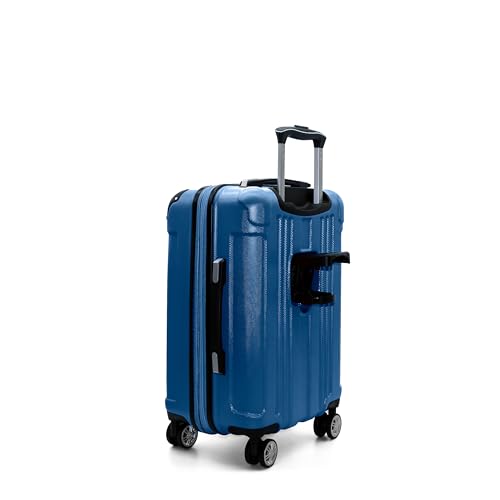 Gabbiano Bravo Expandable Hardside Suitcases with Spinner Wheels, Rolling Travel Bag Bundle, Lightweight ABS Hardshell, 3-Piece Hardside Luggage Set (Metallic Blue, Carry-On 21")