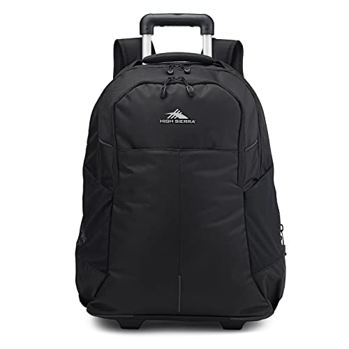 High Sierra Powerglide Pro Wheeled Backpack, Rolling Laptop Bag for Travel, Fits most 15.6” Laptops, 40L, Black