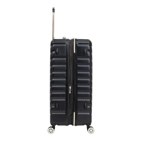 Kenneth Cole REACTION Madison Square Lightweight Hardside Chevron Expandable Spinner Luggage, Black, 24-Inch Checked