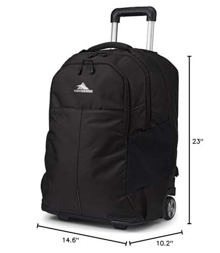 High Sierra Powerglide Pro Wheeled Backpack, Rolling Laptop Bag for Travel, Fits most 15.6” Laptops, 40L, Black