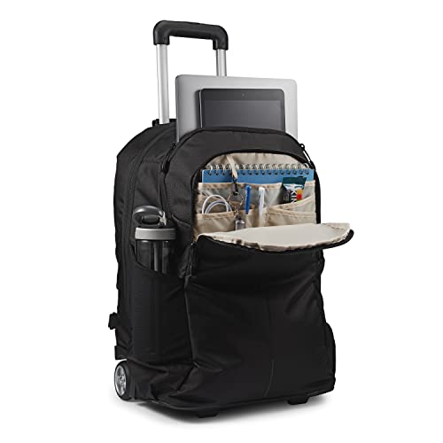 High Sierra Powerglide Pro Wheeled Backpack, Rolling Laptop Bag for Travel, Fits most 15.6” Laptops, 40L, Black