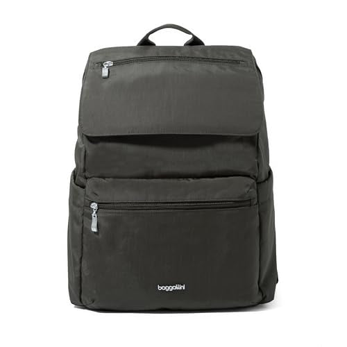 Baggallini Flap Laptop Backpack - 15"x11" Lightweight Work Travel Bag w/Luggage Sleeve & RFID