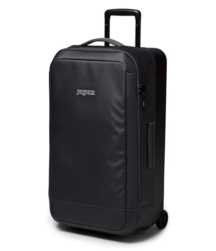 Jansport Good Latitude 95L Rolling Duffel Bag - Checked Bag, Heavy Duty Travel Suitcase with Wheels, TSA Lock & Polycarbonate Hard Shell Bottom, Smokey Grit