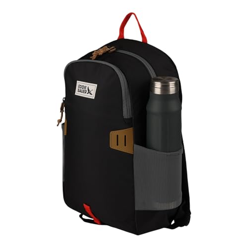 Eddie Bauer University Backpack 22L | Everyday Carry | Work | Travel | Commuter | Padded Laptop Sleeve | Stretch Bottle Pockets | Lightweight | Durable - Black