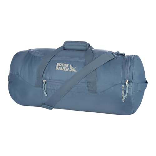 Eddie Bauer Stowaway Packable Duffel Bag | Travel | Foldable | Lightweight | Durable | Ripstop Polyester, 45L, Tile Blue