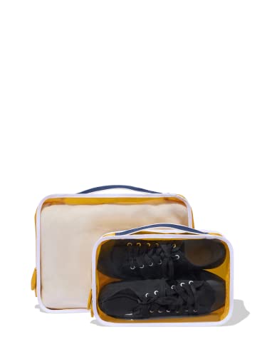 Paravel Full View Packing Cube Duo | Expandable See Through Luggage Packing Organizer for Travel Accessories | 2 Pack Storage Cubes | Canyon Yellow
