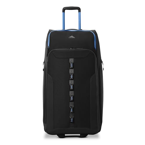 High Sierra Hi-Life 31-Inch Large Wheeled Duffle - Features Smooth Rolling Wheels, WetPak Pockets, Stack-It Strap, Adjustable Handle, Fleece Pocket, Padded Laptop Sleeve, Expandable - Blue/Black