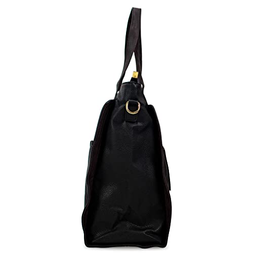 Badgley Mischka Rose Vegan Leather Weekender Duffel Bag (Black)