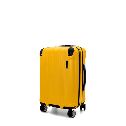 Gabbiano Bravo Expandable Hardside Suitcases with Spinner Wheels, Rolling Travel Bag Bundle, Lightweight ABS Hardshell, 3-Piece Hardside Luggage Set (Yellow, Carry-On 21")