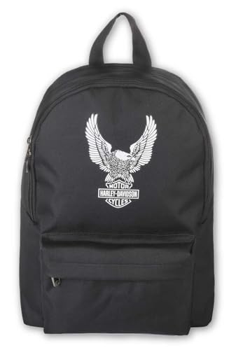 Harley-Davidson Eagle Rugged Graphic Backpack w/Padded Adjustable Straps - Black
