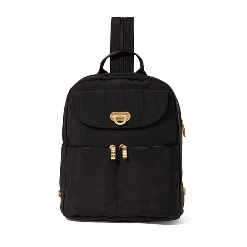 Baggallini Coastal Flip Lock Day Pack - Lightweight Convertible Small Backpack Sling Crossbody Bag