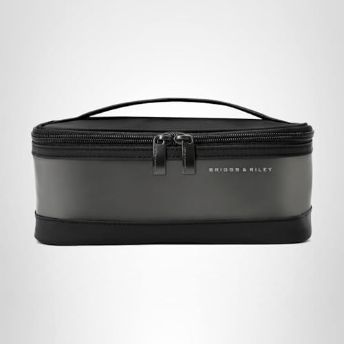 Briggs & Riley Travel Essentials Translucent Case - Toiletry Bag for Women & Men, Organizer for Bathroom Accessories, Makeup, & Skincare, Dopp Kit for Vacation - Baseline Collection, Black
