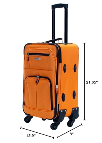 Rockland Pasadena Expandable Spinner Carry-on 19", Orange