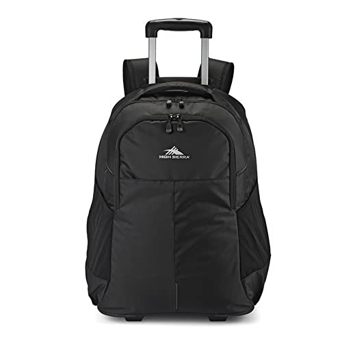 High Sierra Powerglide Pro Wheeled Backpack, Rolling Laptop Bag for Travel, Fits most 15.6” Laptops, 40L, Black