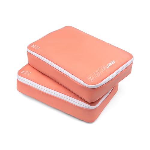 Atlantic 2 Pack Large Washable Packing Cubes (Coral Orange)