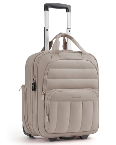 BAGSMART Small Underseat Carry on Luggage with Wheels, 16 inch Small Under Seat Luggage, Lightweight Travel Suitcase for Women, Brown