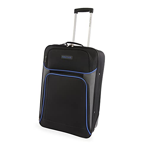Nautica Seascape Collection 4pc Softside Luggage Set, Black/Blue