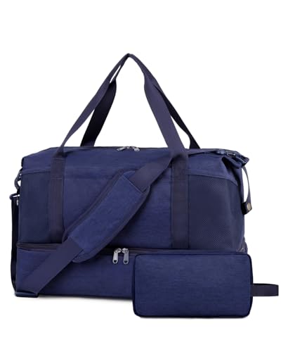 Wandering Nature Personal Item Bag 18x14x8 Travel Duffel Bag Underseat Carry on Luggage with Shoe Compartment Wet Pocke Toiletry Pouch for Women Men Patent Pending