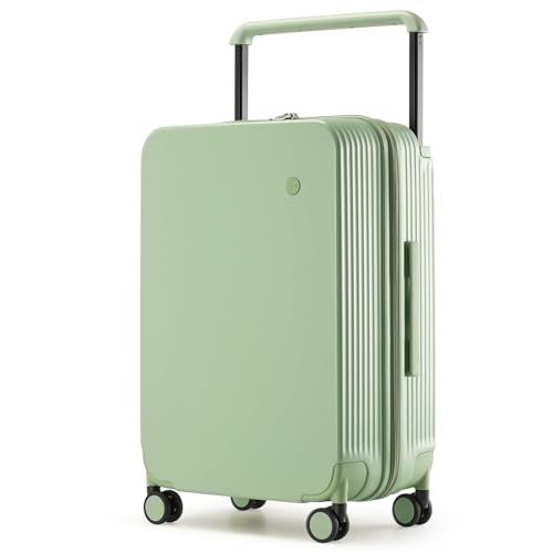 mixi Carry On Luggage Airline Approved Wide Handle Lightweight Luggage PC Hard Shell Suitcases Rolling Suitcases with Spinner Wheels & TSA Lock, 20 Inch Avocado Green