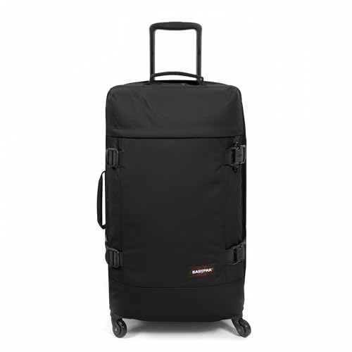 EASTPAK TRANS4 M – 68L Medium Checked Luggage Bag, Two Compartments, TSA Lock, 360° Spinner Wheels, and Telescopic Handle, Black