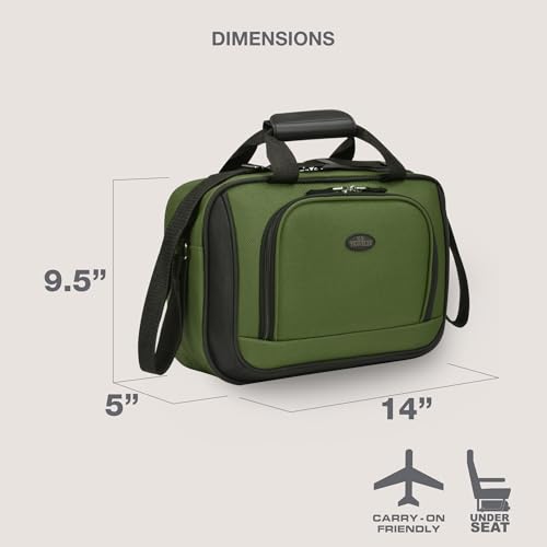 U.S. Traveler Rio 14" Travel Tote Bag, Lightweight 1200D Carry-On Bag for Women & Men, Green