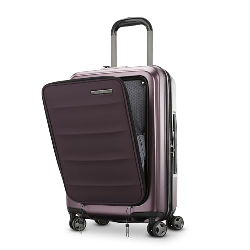 Samsonite Octiv Pro 3-Piece Hardside Lightweight (21/24/28) Front Pocket Carry-On Pro, Medium & Large-Checked Luggage Set, Expandable, Four Spinner Wheels, Adjustable Handle, TSA Lock – Purple