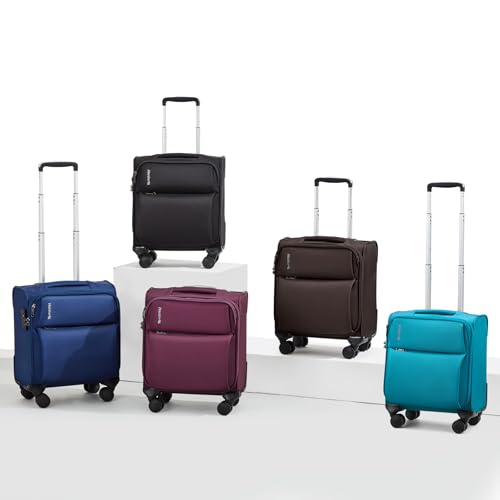 Hanke 16 Inch Underseat Carry On Luggage with Spinner Wheels Airline Approved, Small Rolling Suitcase Softside Underseater Lightweight TSA Travel Roller Suitcase Carry-On Bag(Blue)