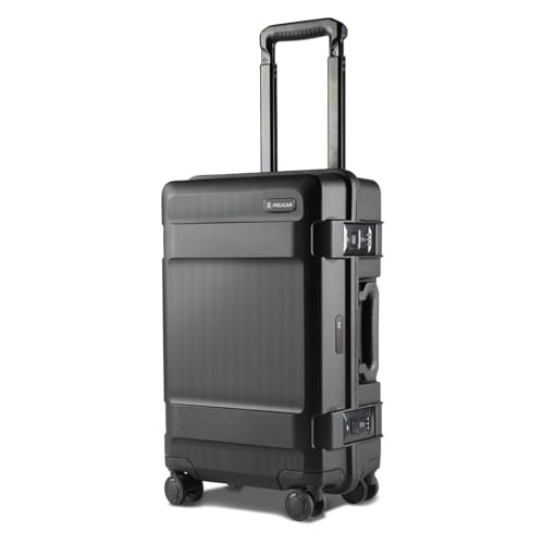 Pelican ATX 22" Waterproof Wheeled Carry-On Travel Hard Case, Black, Bundle with AirTag, Power Bank, Wall Charger