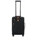 Bric's X-Travel 21” Carry-On Spinner – Airline Approved Luxury Softside Luggage with 360° Wheels, Recycled Water-Resistant Fabric, Interior Pockets, and Leather Details – Black