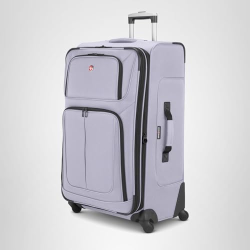 SWISSGEAR Sion Softside Expandable Spinner Luggage Durable Lightweight Travel Suitcase, Evening Haze, Checked-Large