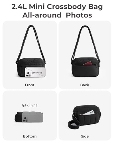 BAGSMART Cross Body Purse, Mini Crossbody Bags for Women Travel Purse, Puffy Shoulder Handbag Wallet with RFID Blocking Slots, Black-small