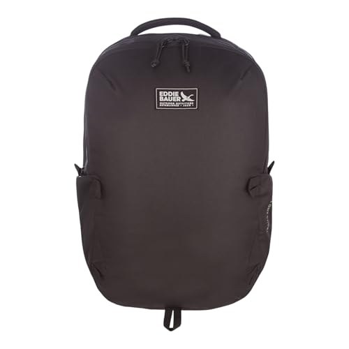 Eddie Bauer Trail Ends Backpack 28L | Laptop Sleeve | Everyday Carry | Travel | Work | Commuting | Stretch Side Pockets | Padded Shoulder Straps | Mesh Back - Black