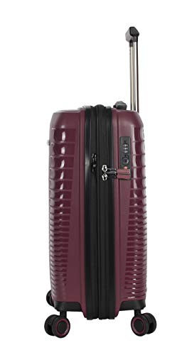 Pathfinder Nova 20 Inch Carry On Luggage Collection - Expandable Scratch Resistant (ABS + PC) Hardside Suitcase - Designer Lightweight Bag with 8-Rolling Spinner Wheels (Plum)