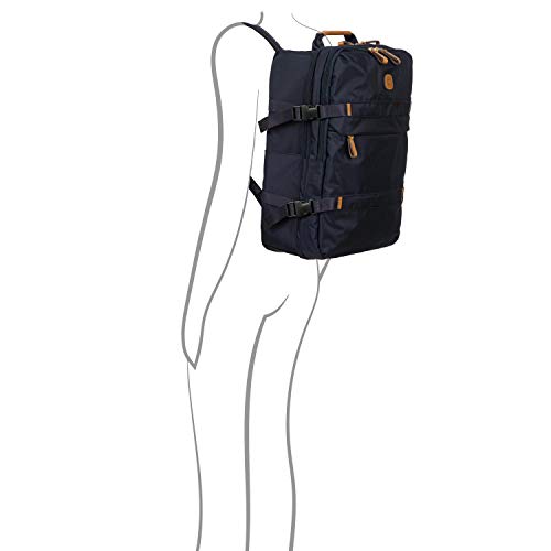 Bric's X-Travel Montagne Backpack 16 Inch, Water-Resistant Recycled Nylon Carry-On Daypack with Compression Straps, Padded Backpanel, Laptop Sleeve and Luggage Pass-Through - Navy