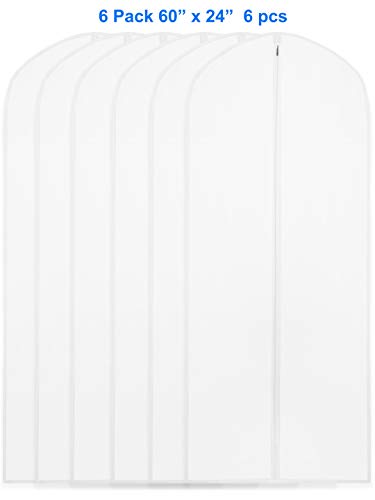 Simple Houseware 60-Inch Clear Garment Bags with Zipper for Suits, Dresses, Costumes, Uniforms - 6 Pack