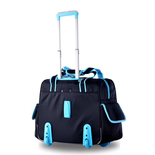 Olympia U.S.A. Deluxe Lightweight Rolling Overnighter Case Overnight Laptop Bag Weekender Travel Carry-On Suitcase Luggage with Wheels and Adjustable Push-Down Handle