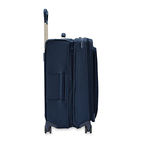 Briggs & Riley 26" Medium Expandable Spinner - Checked Luggage for Travel, Suitcases with Wheels, Softside Rolling Bag for Men & Women, Self-Repairing Zipper - Baseline Collection, Navy