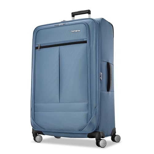 Samsonite Soft-Sided 29-Inch Lightweight Large Checked Expandable Element Suitcase: Durable, 360° Spinner Wheels, Adjustable Telescopic Handle, 2 Front & 1 Side Pocket- Captains Blue