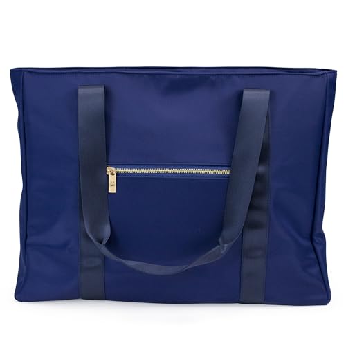 BADGLEY MISCHKA Uncomplicated Nylon Weekender Travel Bag, Lightweight Duffel Tote for Women, Carry On Overnight Bag (Navy)
