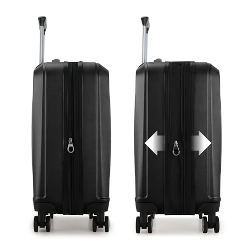 Elite Luggage Expandable Hardside Spinner Luggage, Black, 21" Carry-on