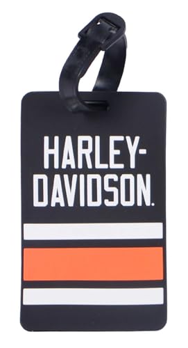 Harley-Davidson Set of 2 Luggage Tags, Sport Stripe H-D Script Logo - Black