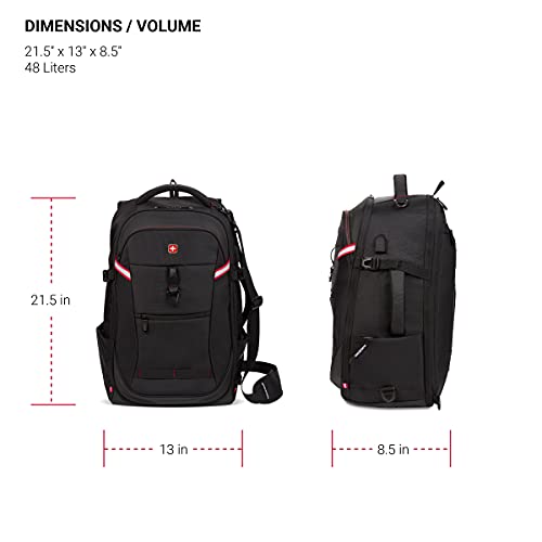 SwissGear 3766 Extra Large 48L Travel Backpack with USB Charging Port, Built-in RFID, Fits 16 Inch Laptop